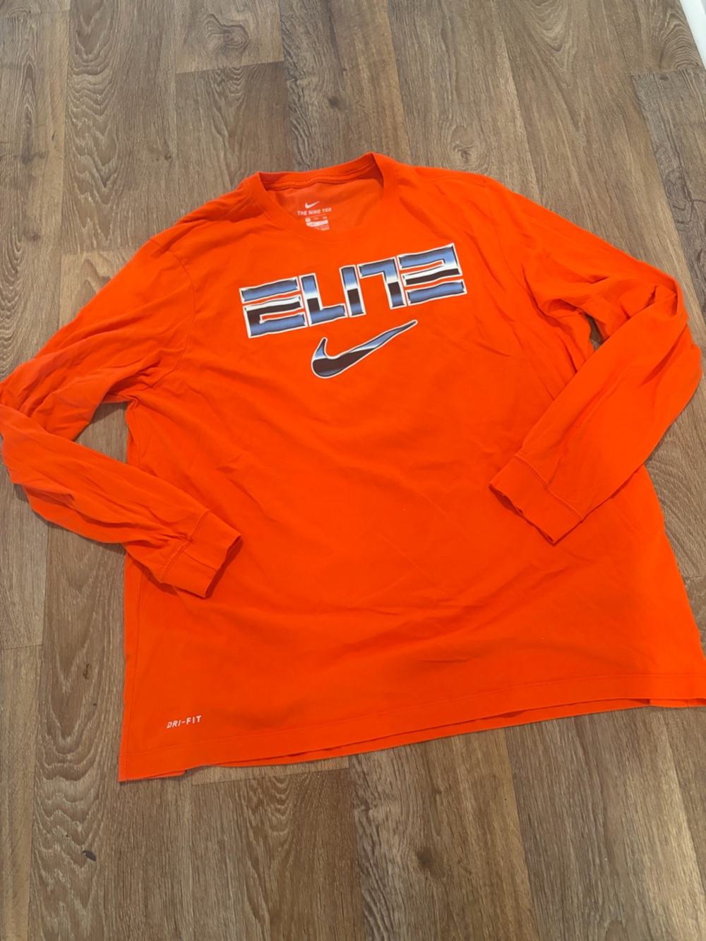Nike Men’s Orange Dri-FIT Long Sleeve Shirt - Elite Graphic